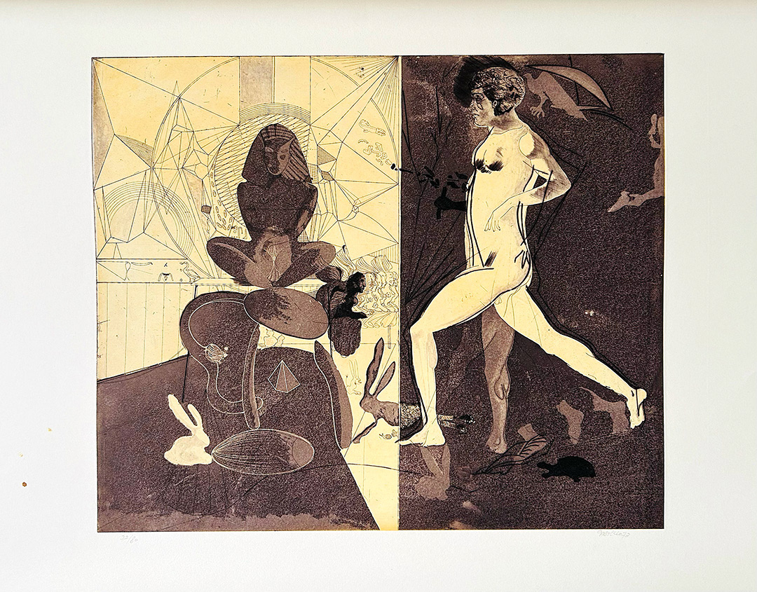 Jorge Castillo, "Cleopatra und Marc Anton", 1973, Etching 22/80, 65 x 85 cm