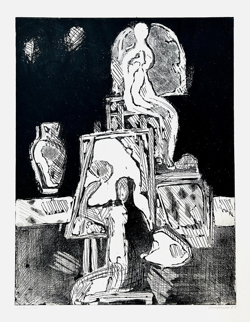 Halina Chrostowska, "Malarz", 1961, Etching, 1/10, 74 x 59 cm