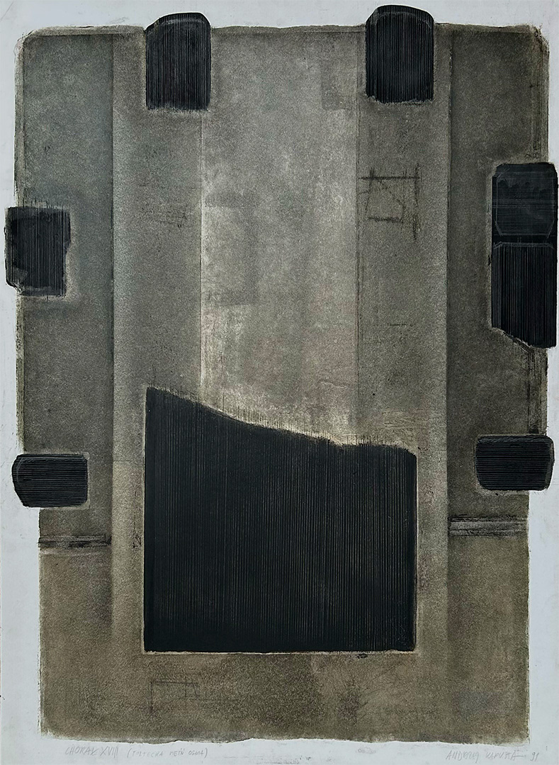 Andrzej Kapusta, "Choral XVIII", 1991, Linocut, Unikat, 99 x 72,5 cm