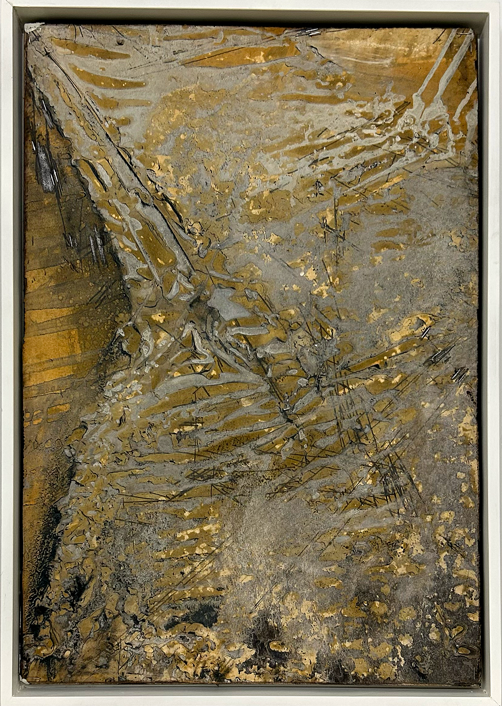 Ulrich Gehret, « Visuelle Notiz - X-4-99 », Mixed Media on Paper and Wood, 1999, Dimensions : 62 x 44 cm