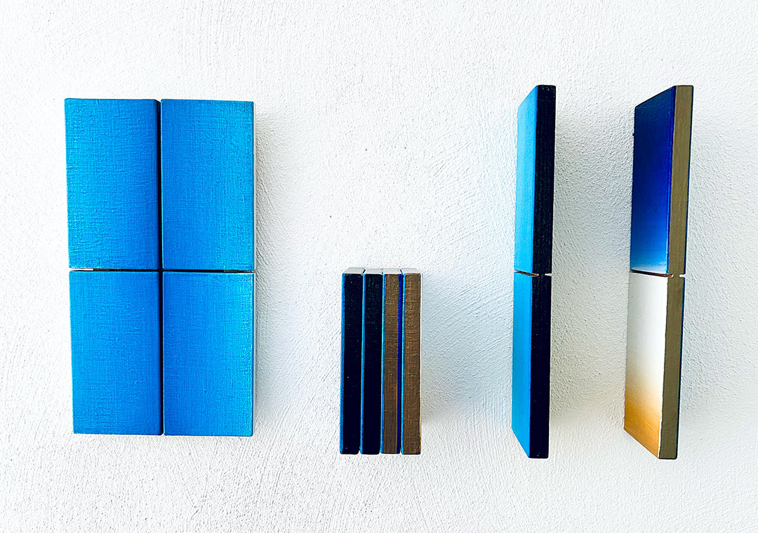Jan BERDYSZAK, "3 Forms of a potential picture", 1980-82, Acrylic on canvas and board, 2 x 43 x 12 - 43 x 24cm - 21,5 x 12 x 9,5cm