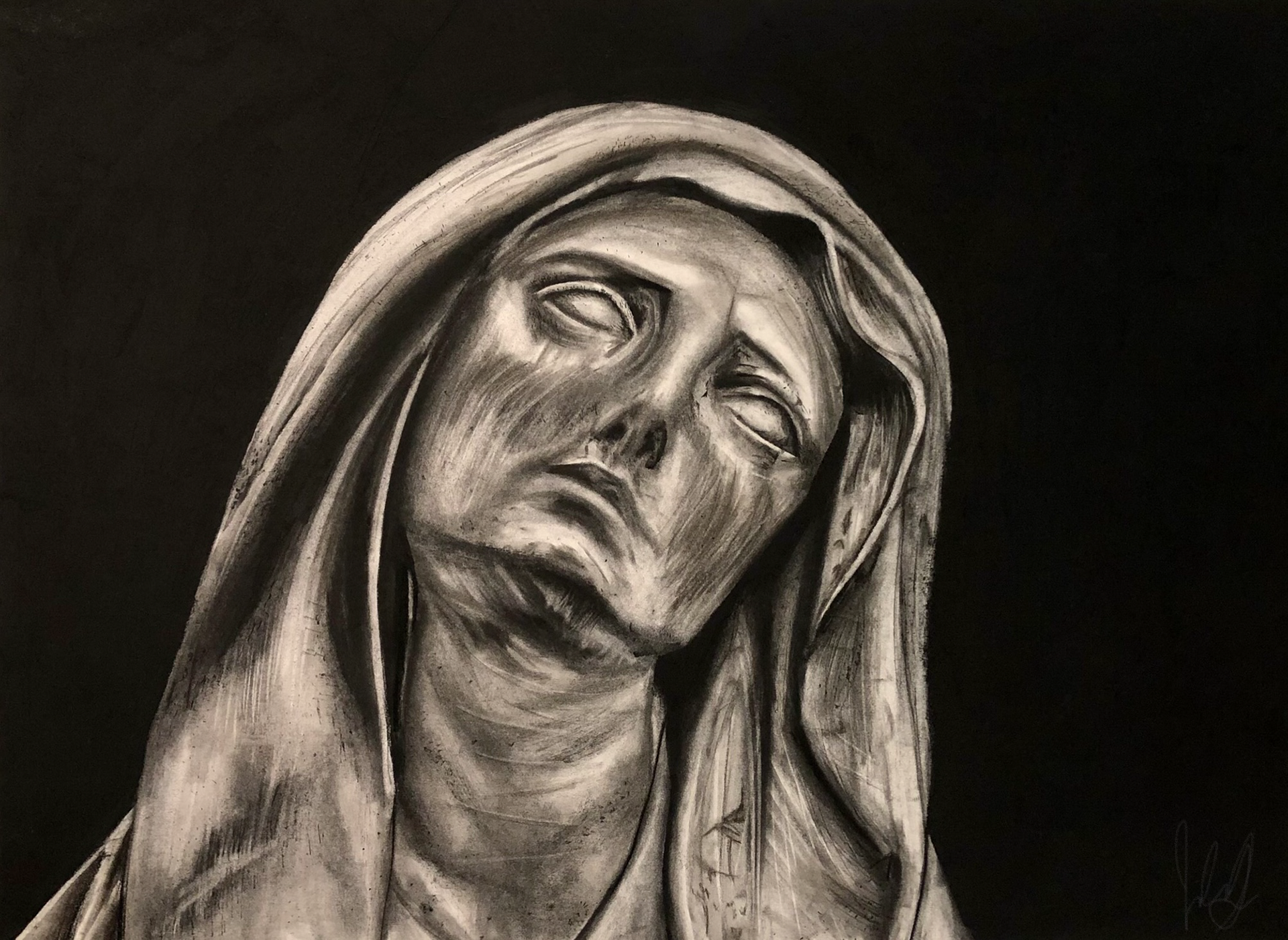 18"x24" statue: charcoal