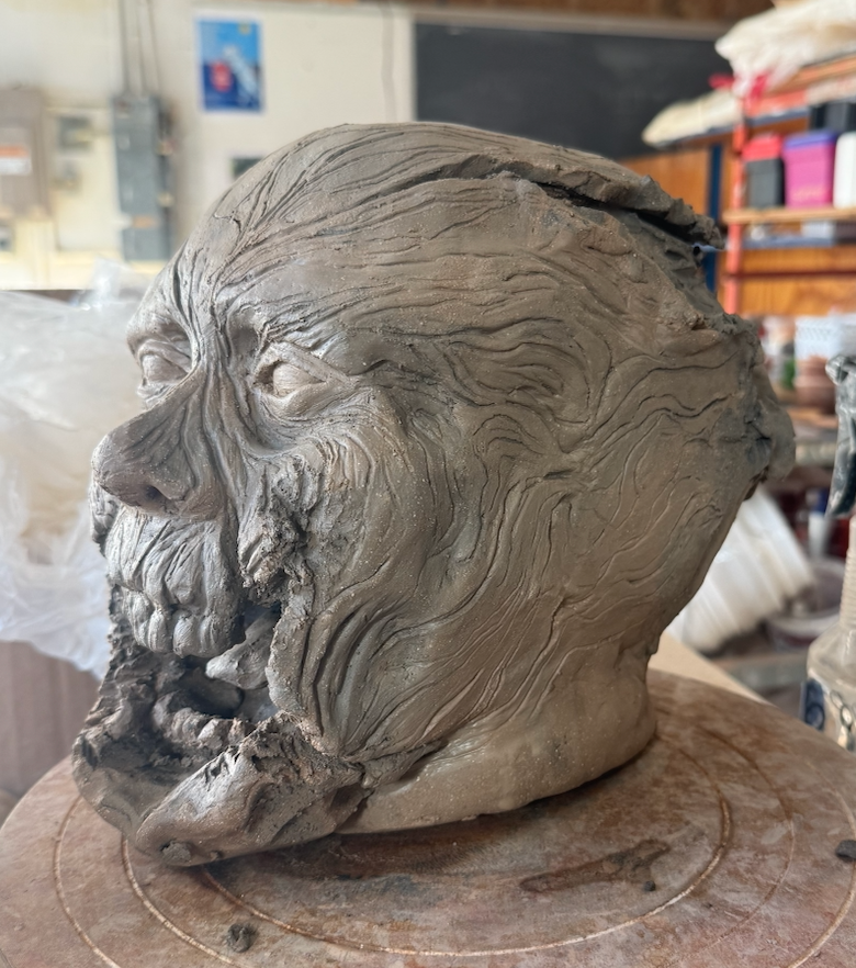 Wooden Zombie Muse, Greenware, 2025