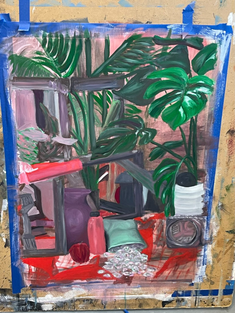 Still Life Practice (in progress), Oil on Paper (January 2024)