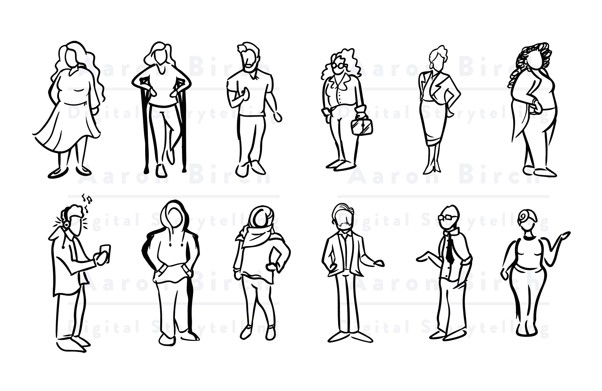 aaron birch expressive illustrations humans at work