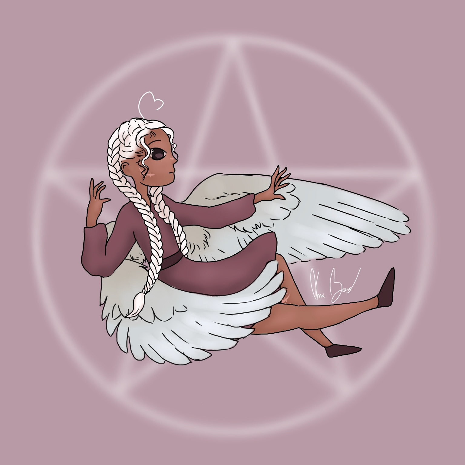 Dove - braid and wings study (Procreate and Ibis Paint)