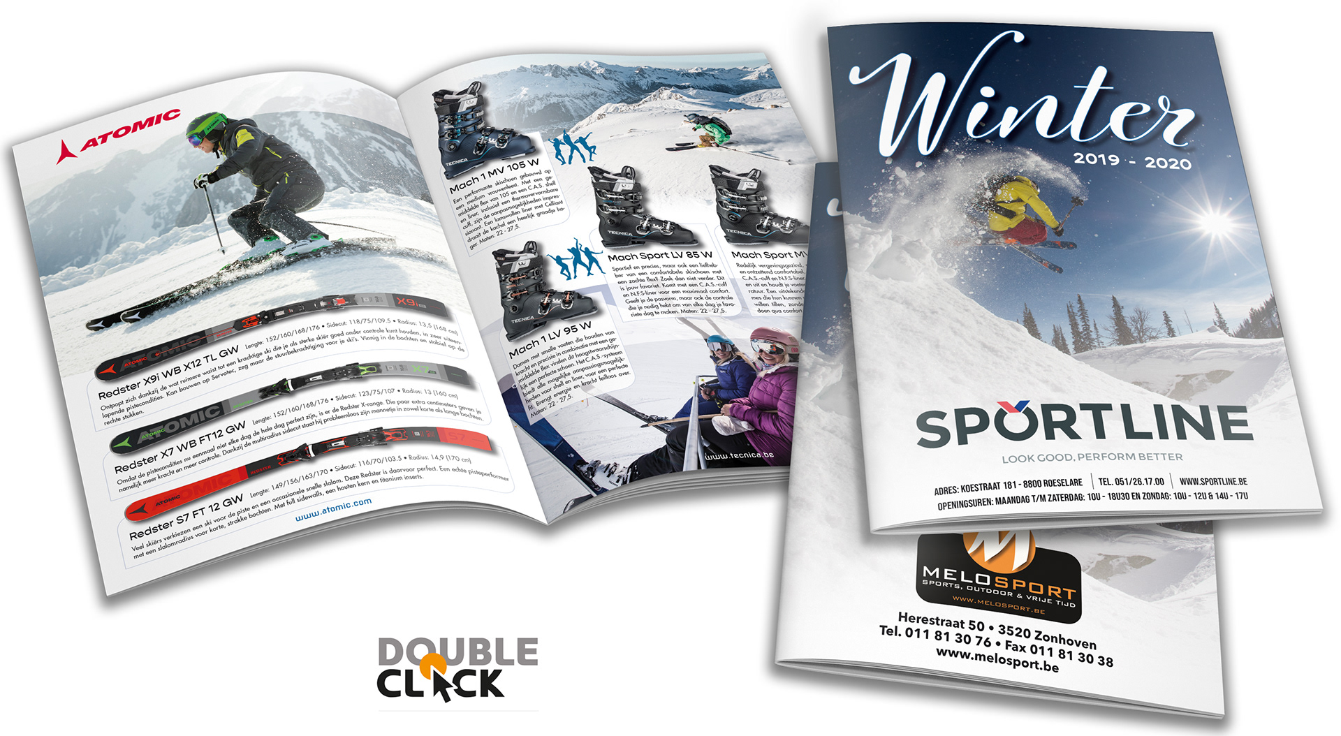 Productfolder met wintersport nieuwigheden gepersonaliseerd voor diverse sportzaken