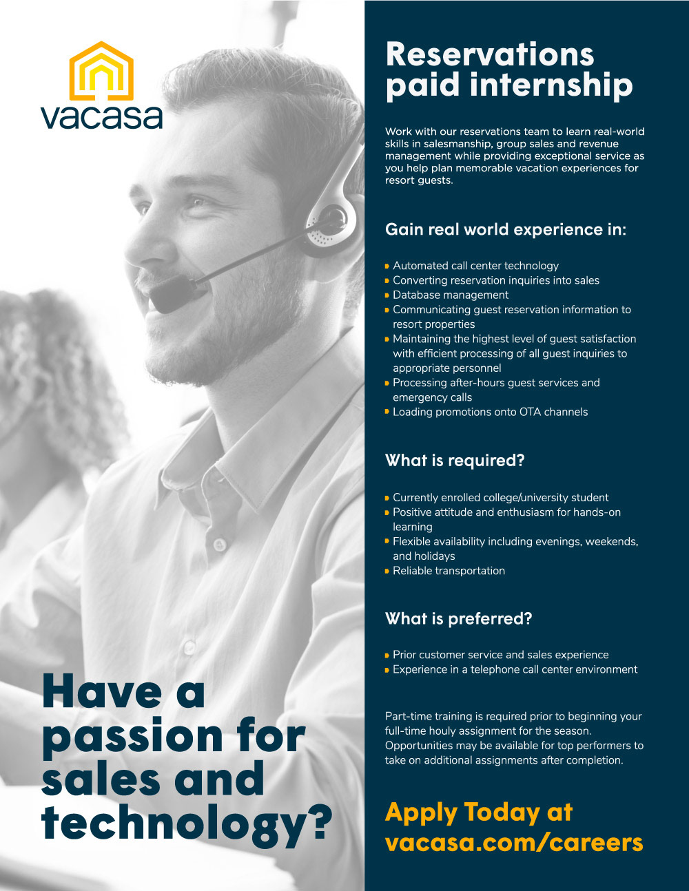 Vacasa Myrtle Beach Reservations Internship Recruitment Flyer
