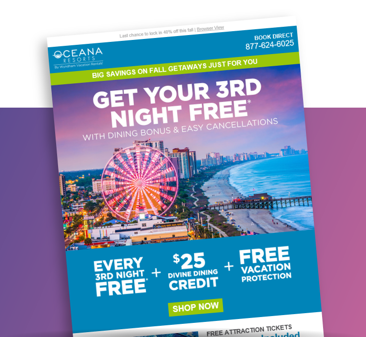 Oceana Resorts 3rd Night Free Email Example