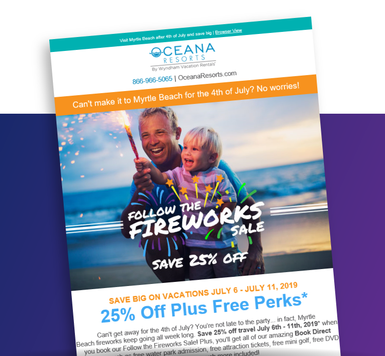 Oceana Resorts Follow The Fireworks Sale Email Example