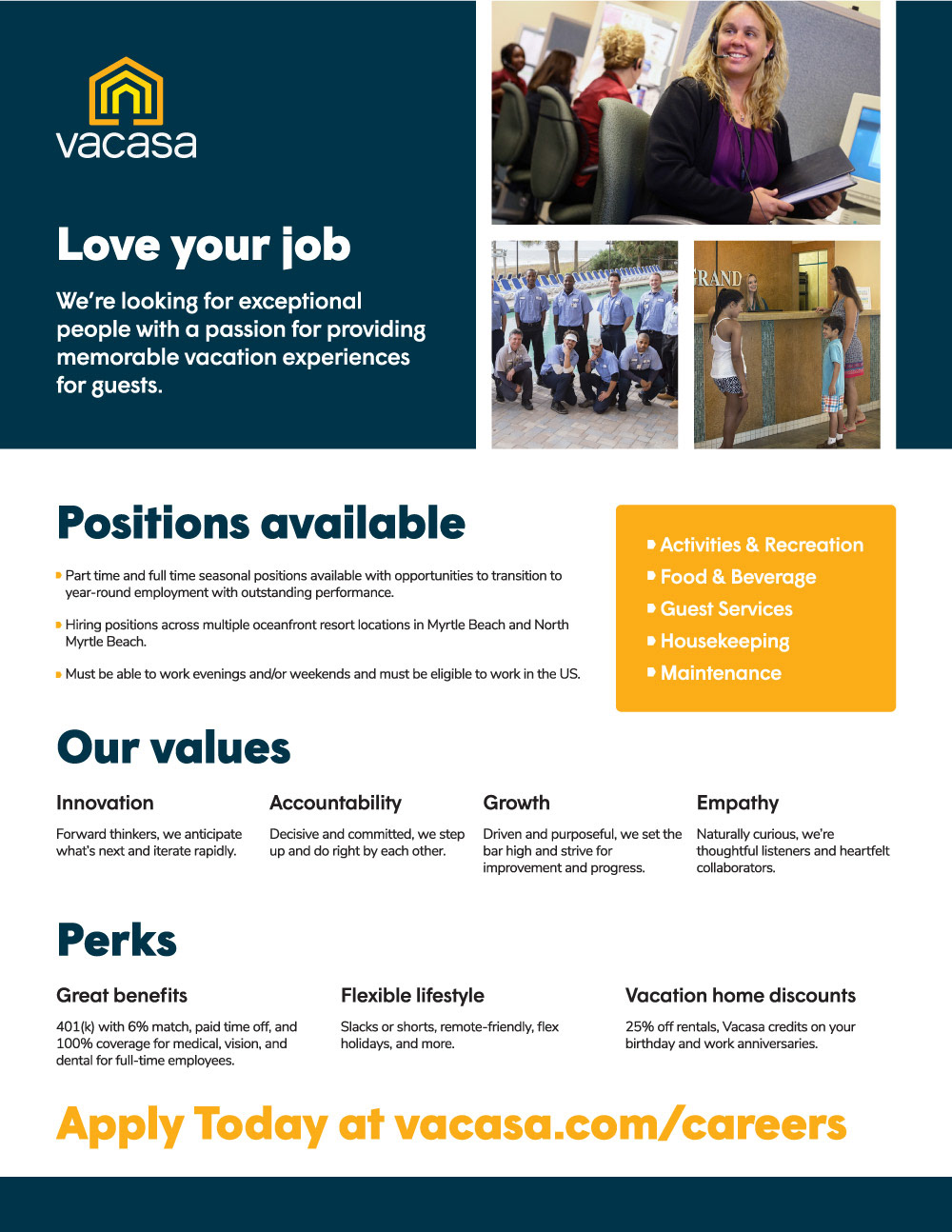 Vacasa Myrtle Beach Recruitment Flyer