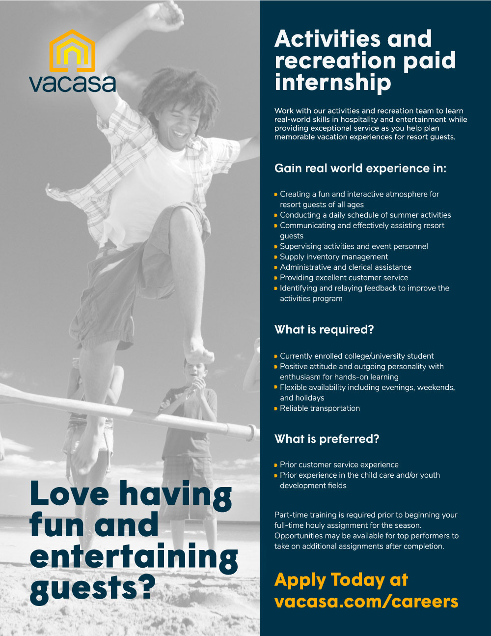 Vacasa Myrtle Beach Activities Internship Recruitment Flyer