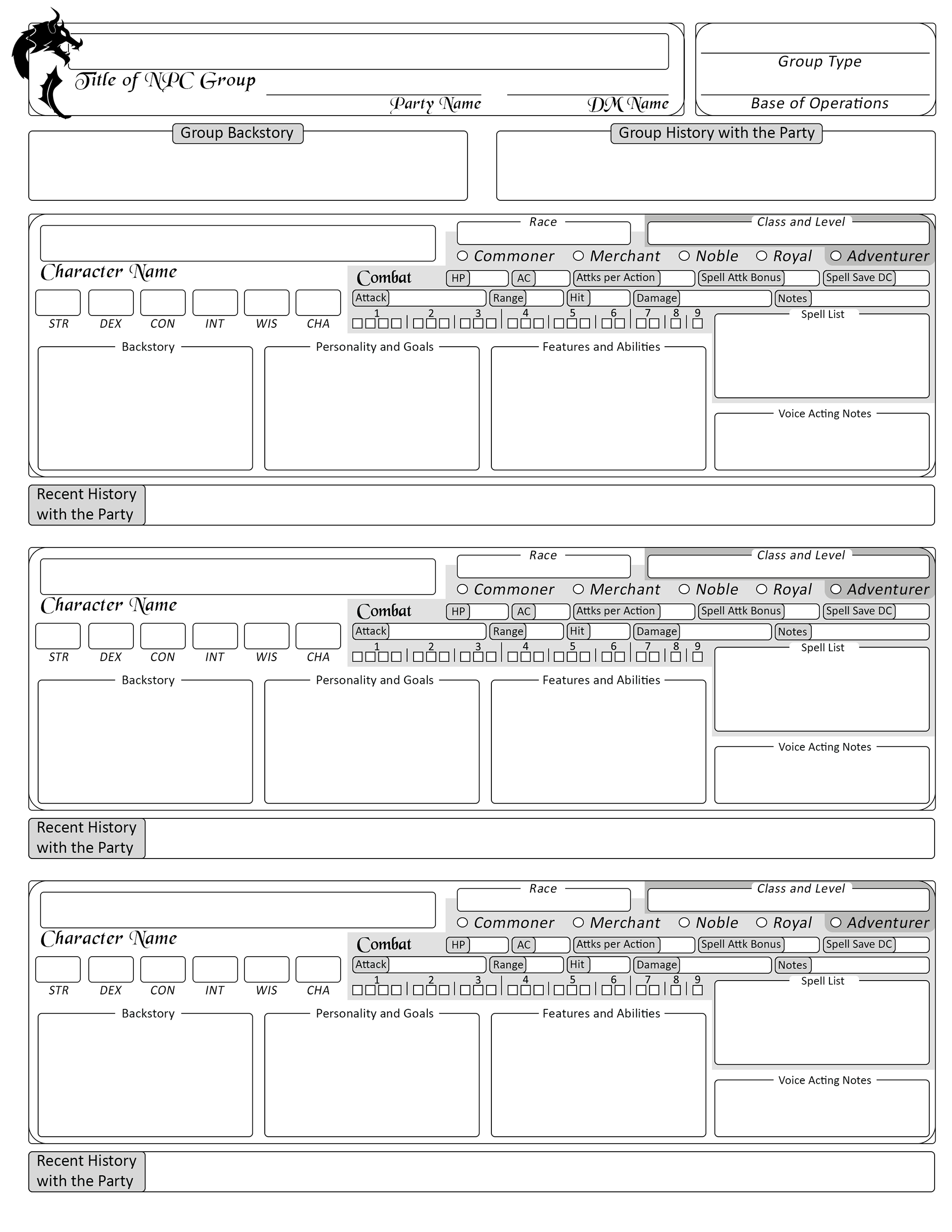 Complete NPC Sheet
