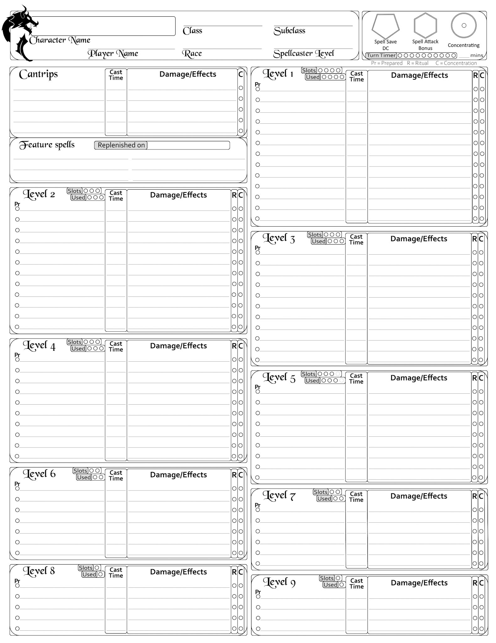 Complete Spell Sheet