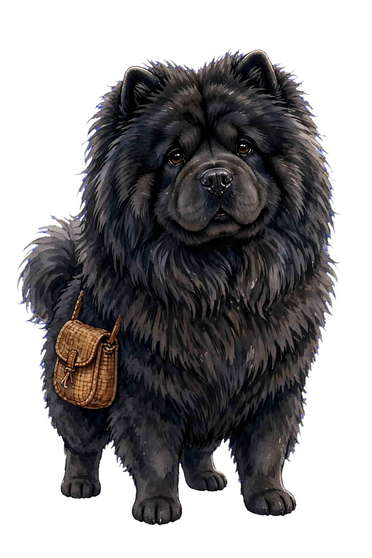 Shadow – The Loyal Pup | A fluffy black chow chow with a big heart. Wise and a giver. | Hobbies: Moonlit adventures, carrying his satchel | Books: Mochi's Shadow