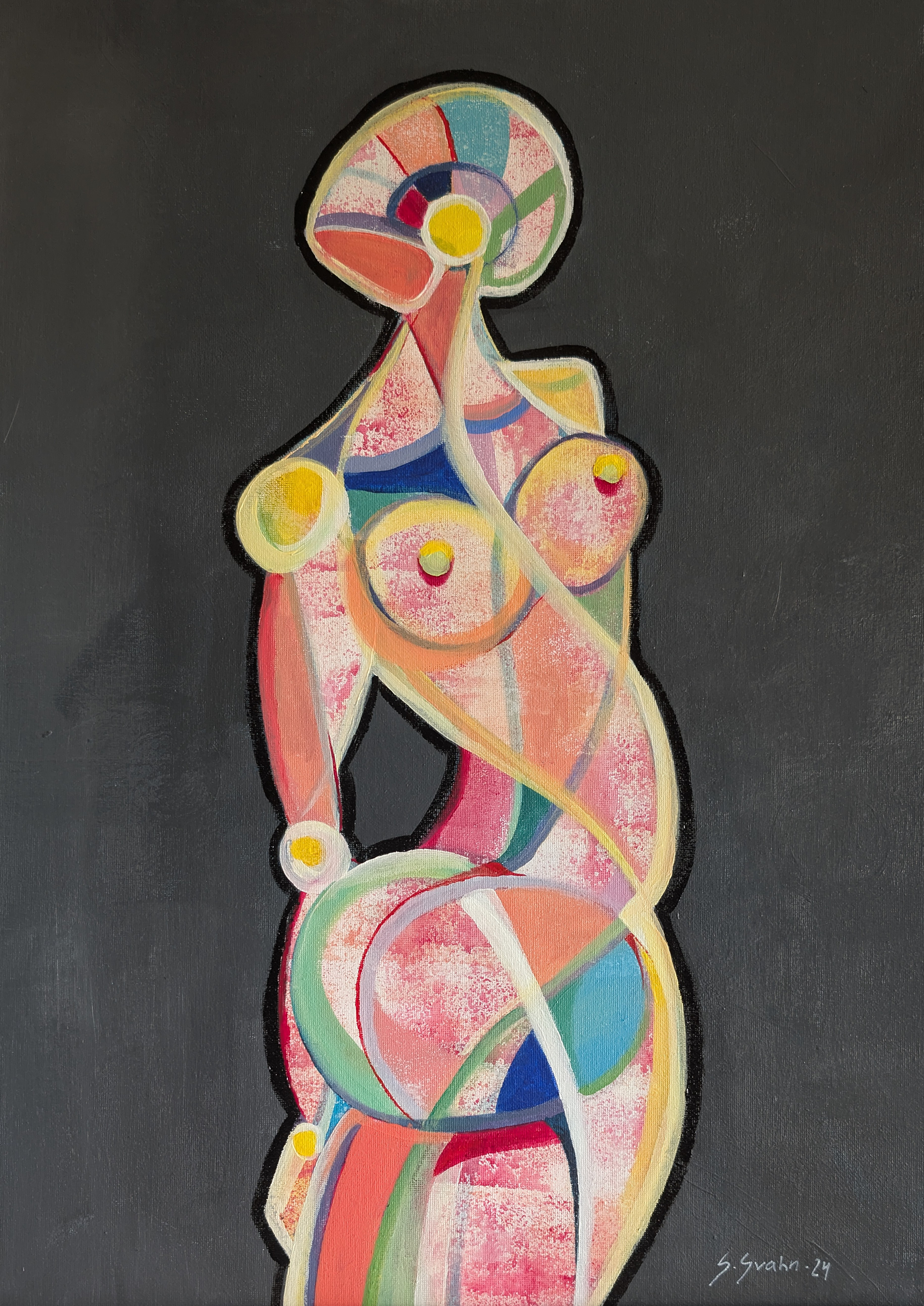 Acrylic paint, plywood