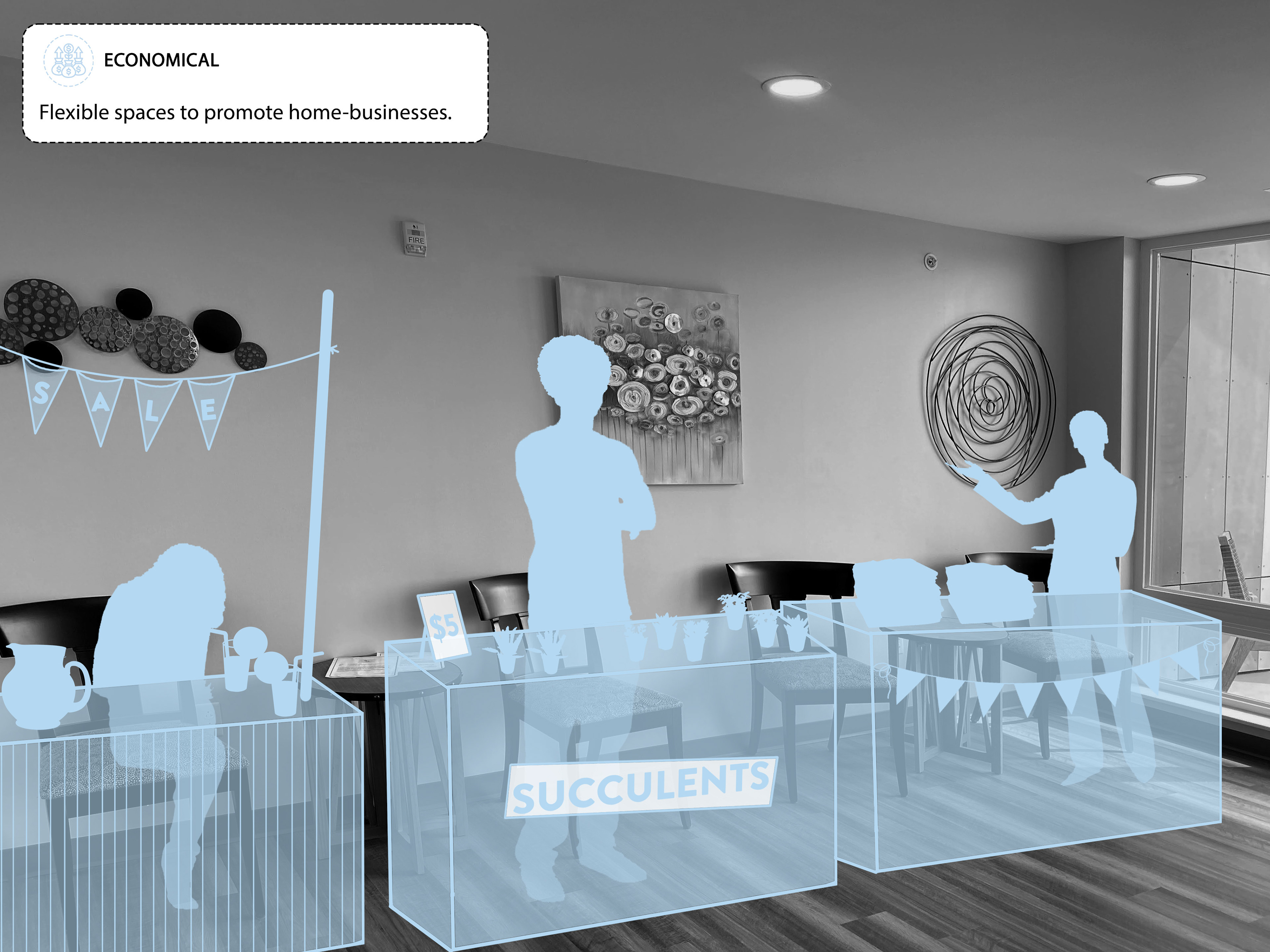 Flexible space for promoting home businesses