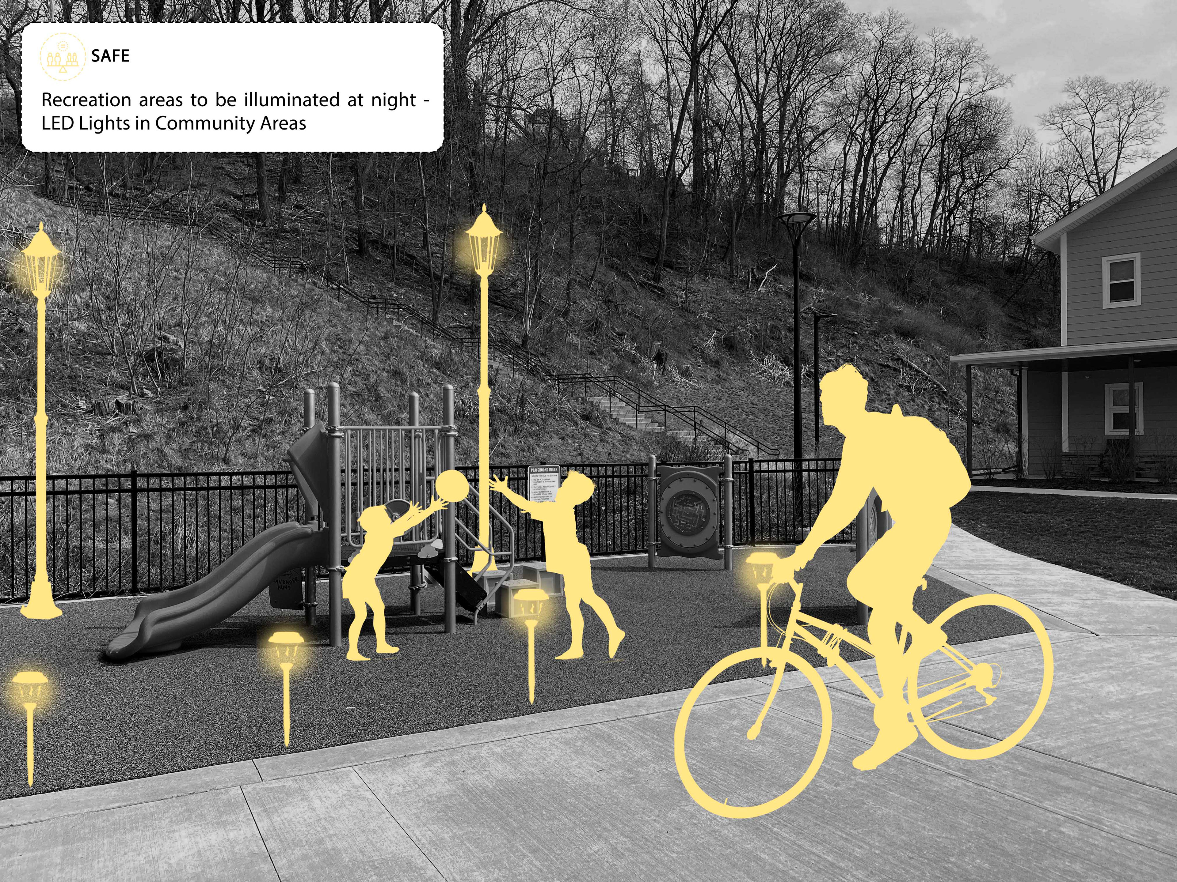 Community to spaces to be illuminated at night