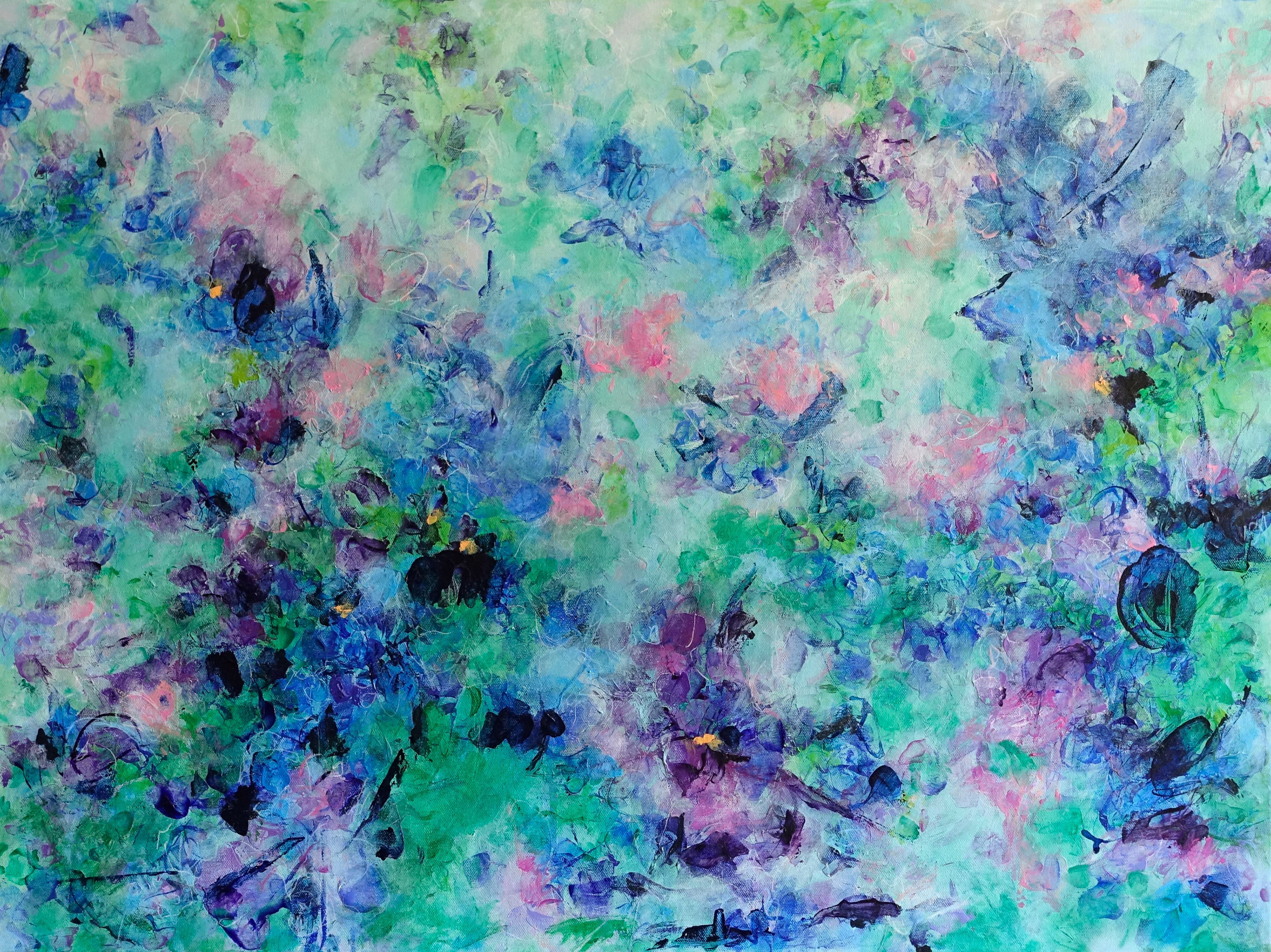 Florale 3 - mixed media op canvas - 80x60 cm - € 250