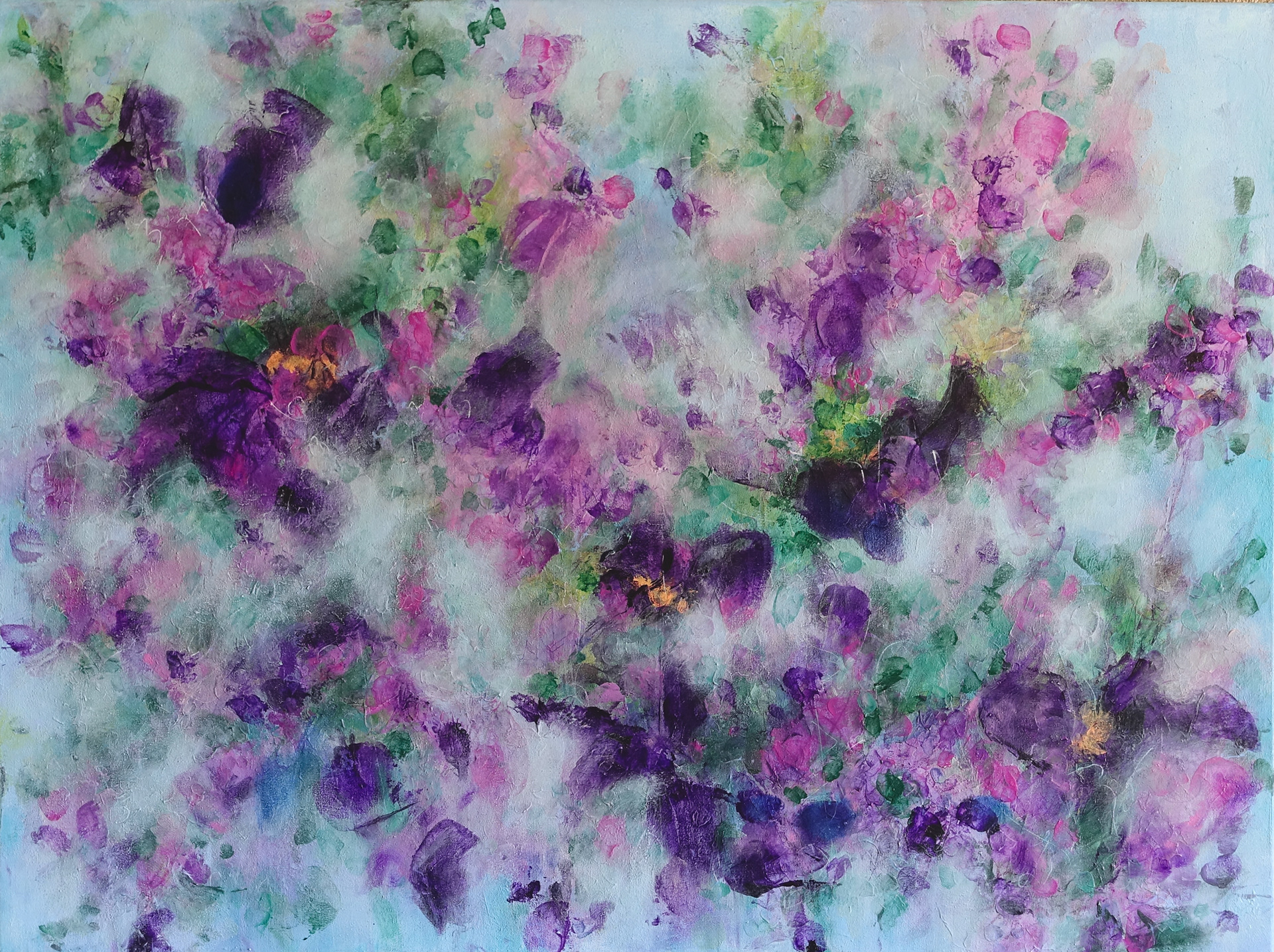 Florale 4 - mixed media op canvas - 80x60 cm - € 250
