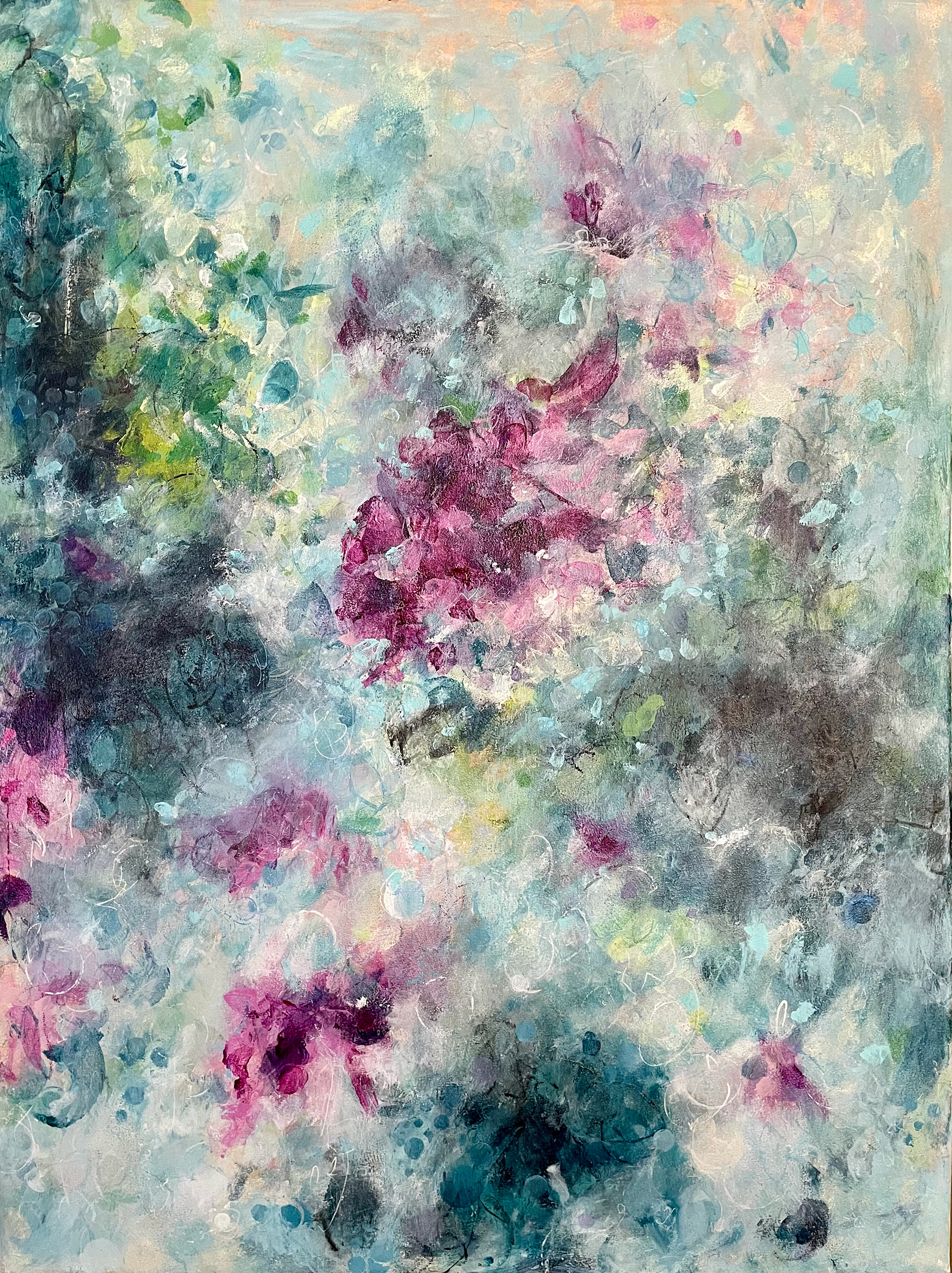 Florale 5 - mixed media op canvas - 60x80 cm - € 250