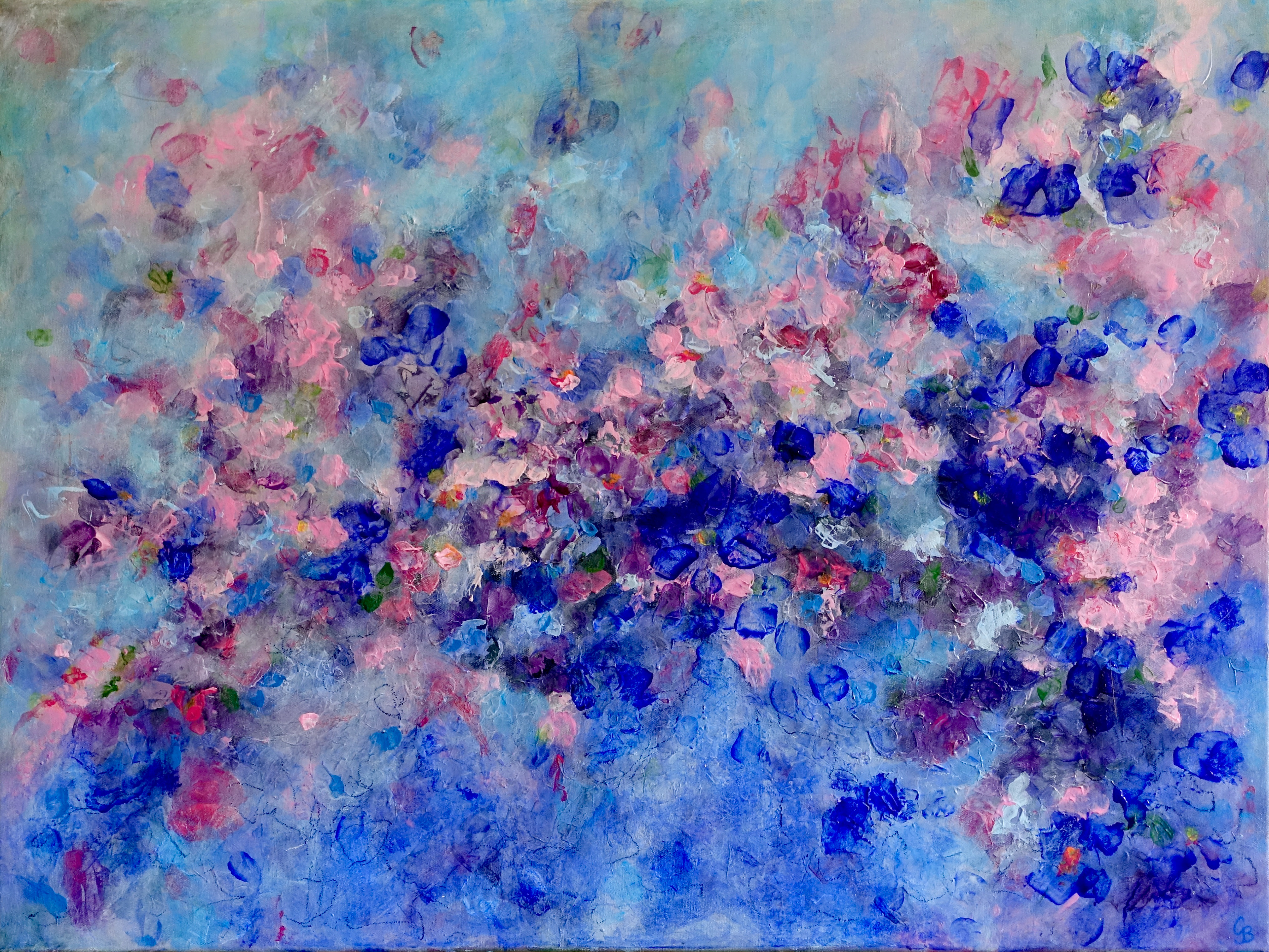 Florale 2 - mixed media op canvas - 80x60 cm - € 250
