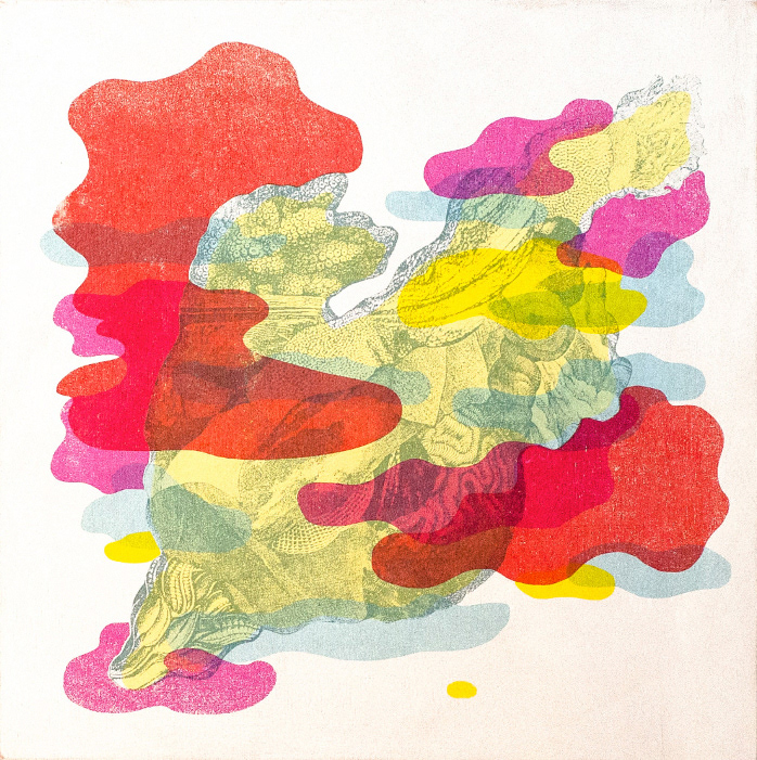 ECTOPLASME ORGANIQUE sérigraphie sur merisier, 30.48 cm x 30.48 cm, tirage unique, 2017