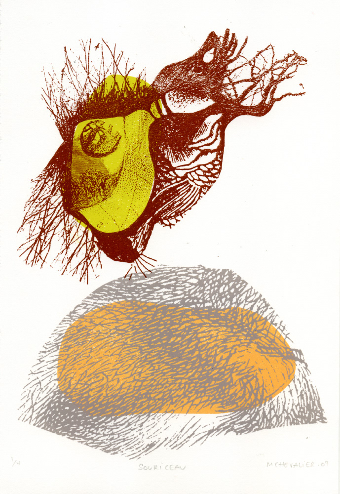 POOKA XI sérigraphie, 5 x 7.5 pouces (12.7 x 19.05 cm), tirage limité de 4, 2009