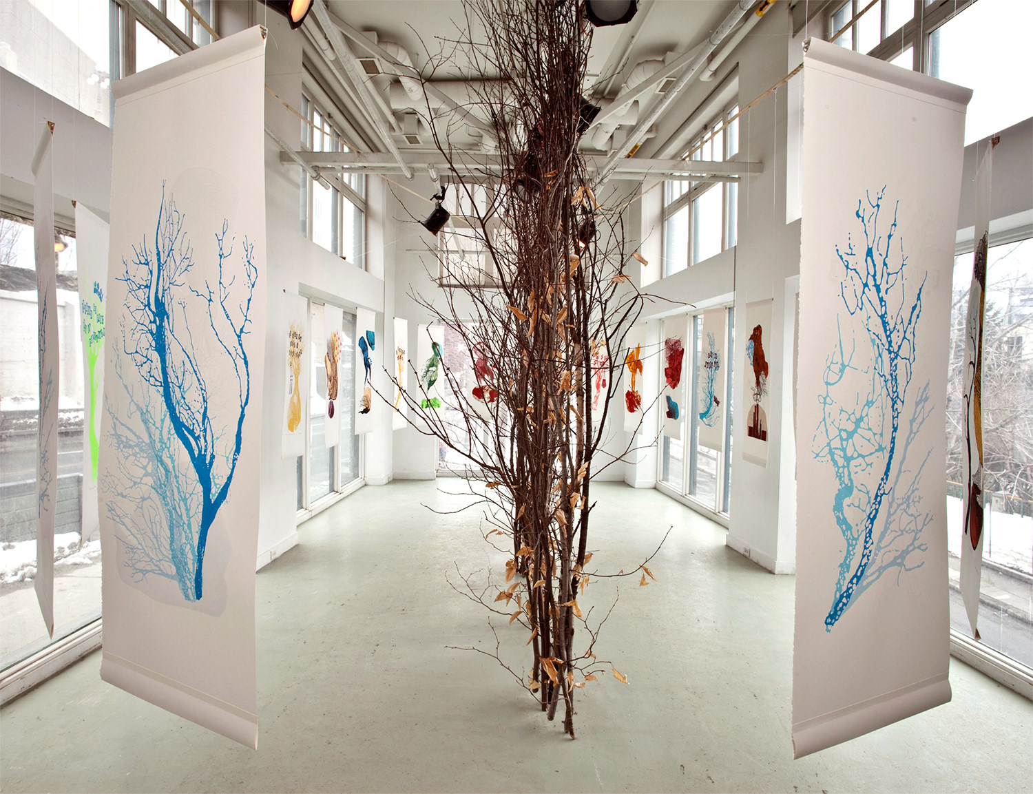 Vue de l'exposition AU DELÀ DE L'ORÉE Galerie d'ENGRAMME, Québec, 2011