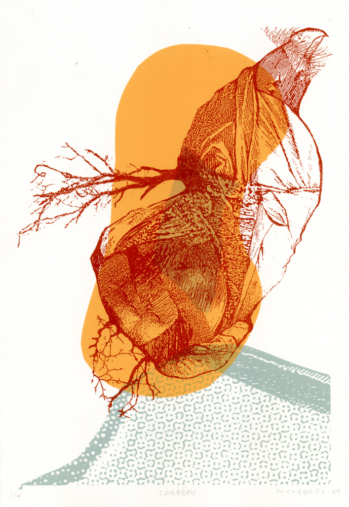 POOKA XII sérigraphie, 5 x 7.5 pouces (12.7 x 19.05 cm), tirage limité de 4, 2009