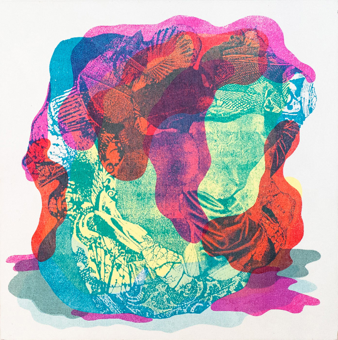 AFFLIGEANT ROCHER sérigraphie sur merisier, 30.48 cm x 30.48 cm, tirage unique, 2017