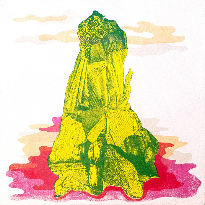HAUT SOMMET CAPITEUX sérigraphie sur merisier, 30.48 cm x 30.48 cm, tirage unique, 2017, vendu