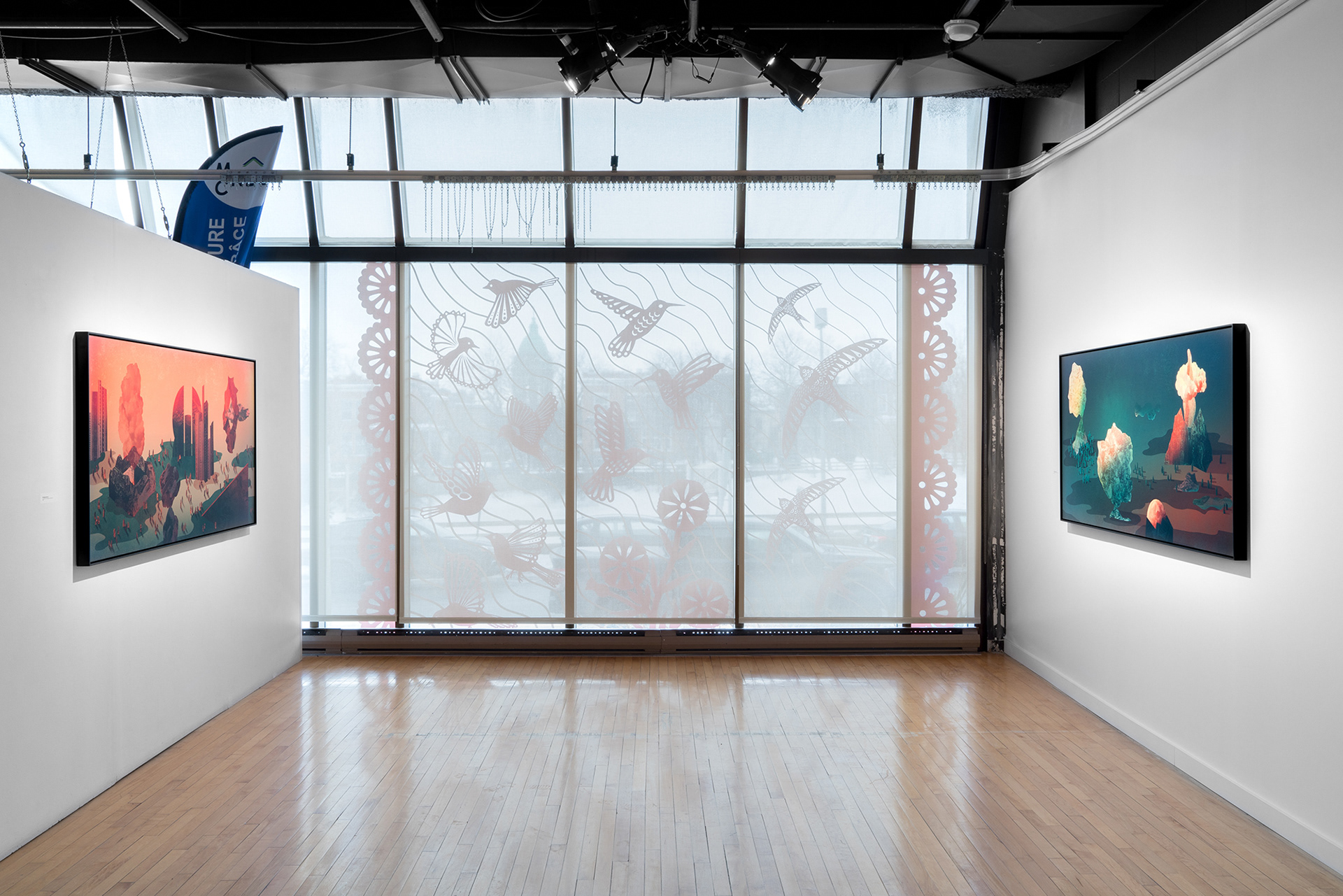 Vue de l'exposition, présentée à la galerie Botrel, Maison de la culture Notre-de-Dame-de-Grâce, Montréal, 2022