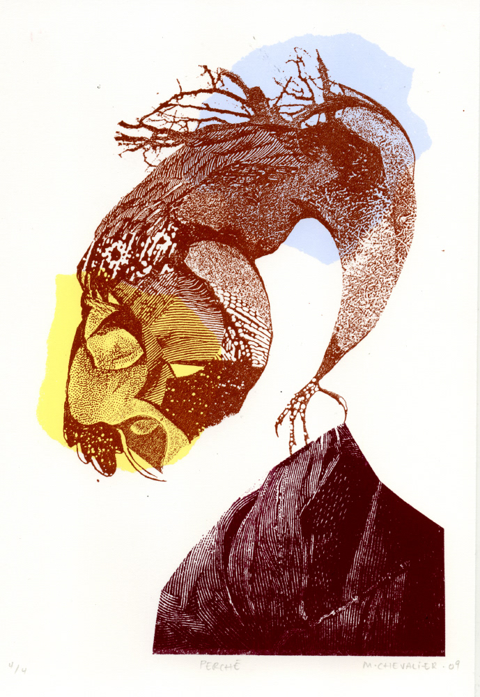 POOKA XIII sérigraphie, 5 x 7.5 pouces (12.7 x 19.05 cm), tirage limité de 4, 2009