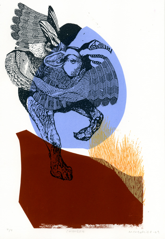 POOKA VII sérigraphie, 5 x 7.5 pouces (12.7 x 19.05 cm), tirage limité de 4, 2009