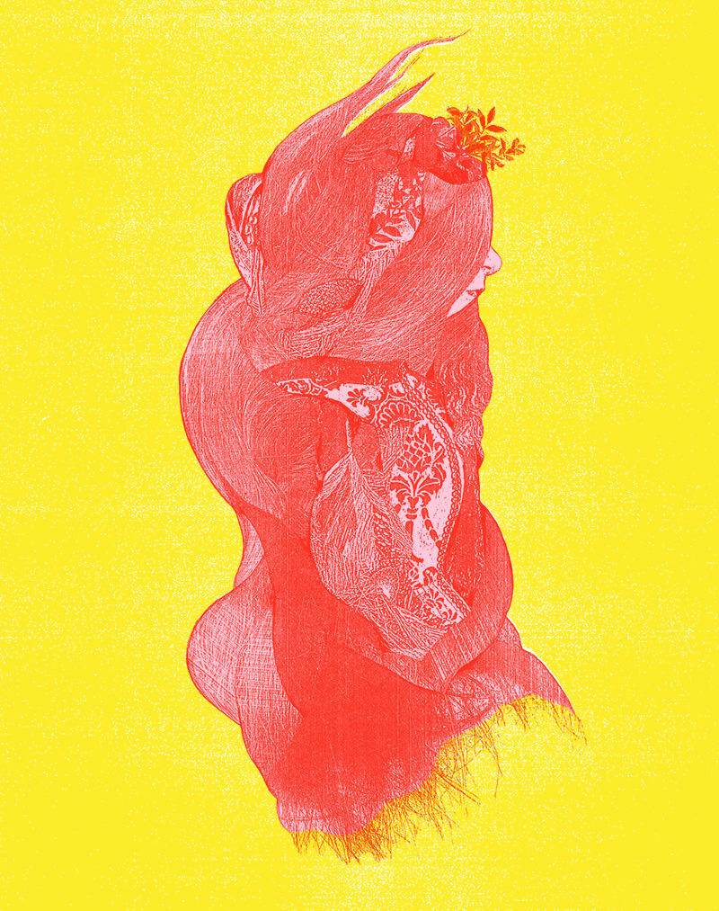 ADÉLAÏDE II sérigraphie sur papier Stonehenge, 11 X 17 pouces (27.94 x 43.18 cm), édition limitée de 11, 2013