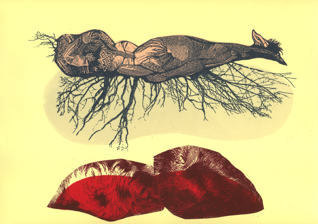 LE SAUT sérigraphie, 10 x 7.5 pouces (25.4 x 19.05 cm), tirage limité de 4, 2009