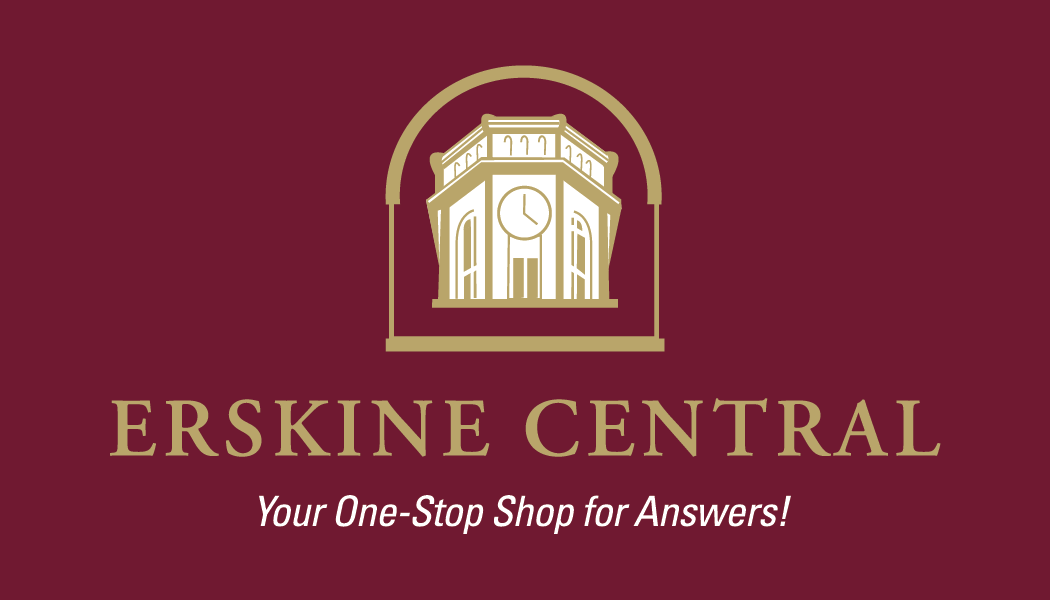 Business card-sized info card for Erskine Central