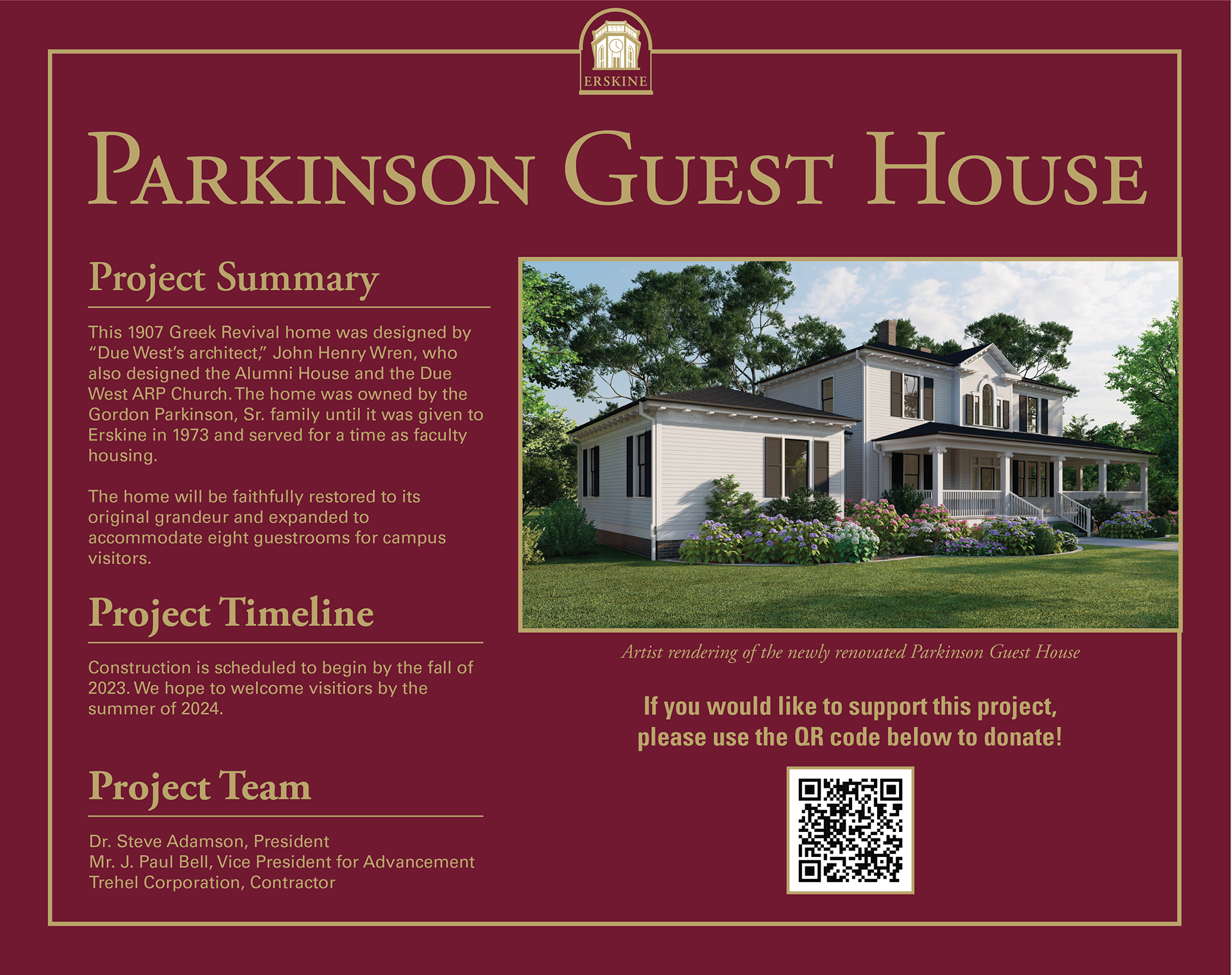 Informational signage for guest house project