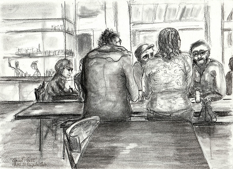 Ground Control A4 graphite/fusain/pierre noire sur papier