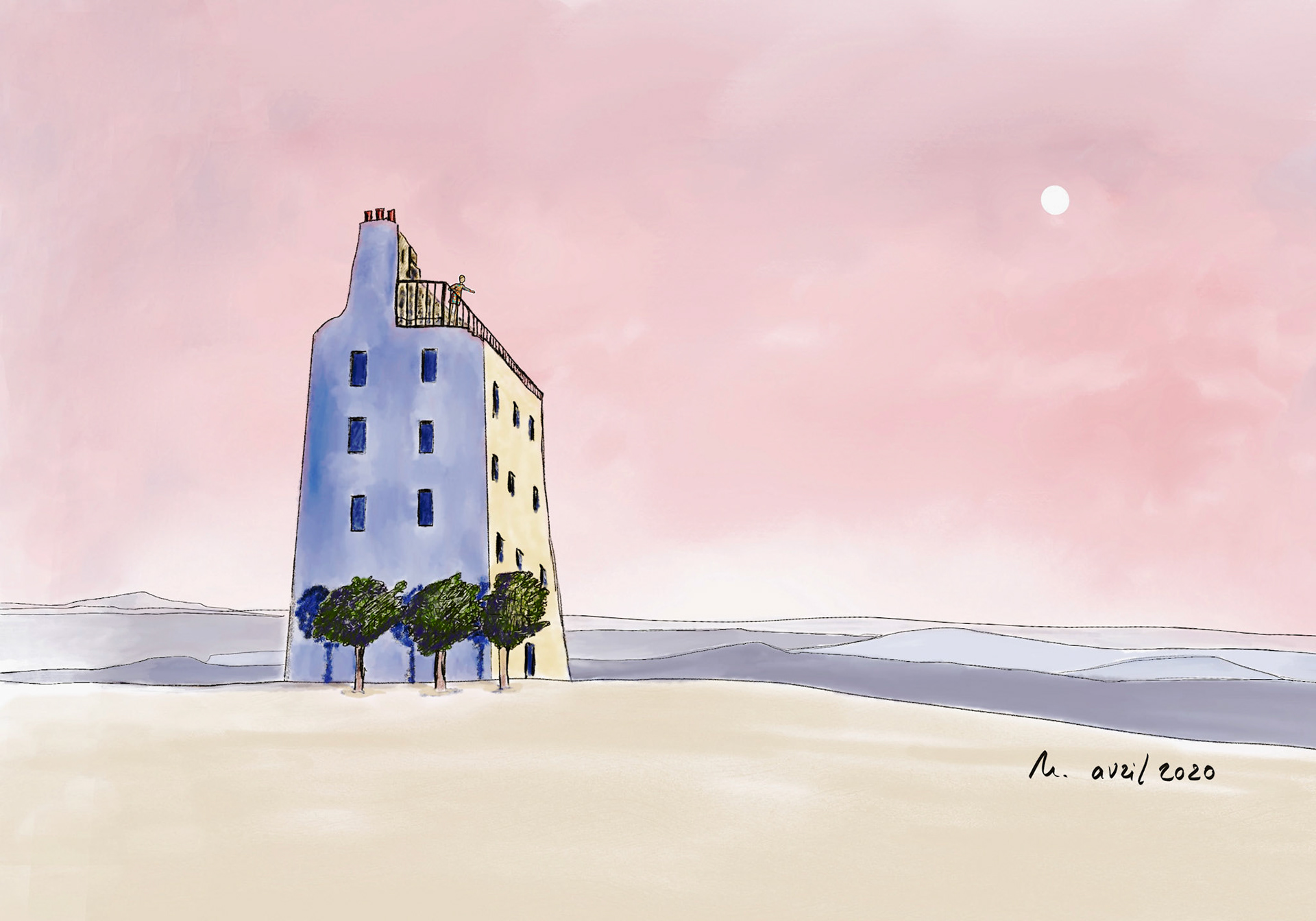 Confinement. dessin sur tablette