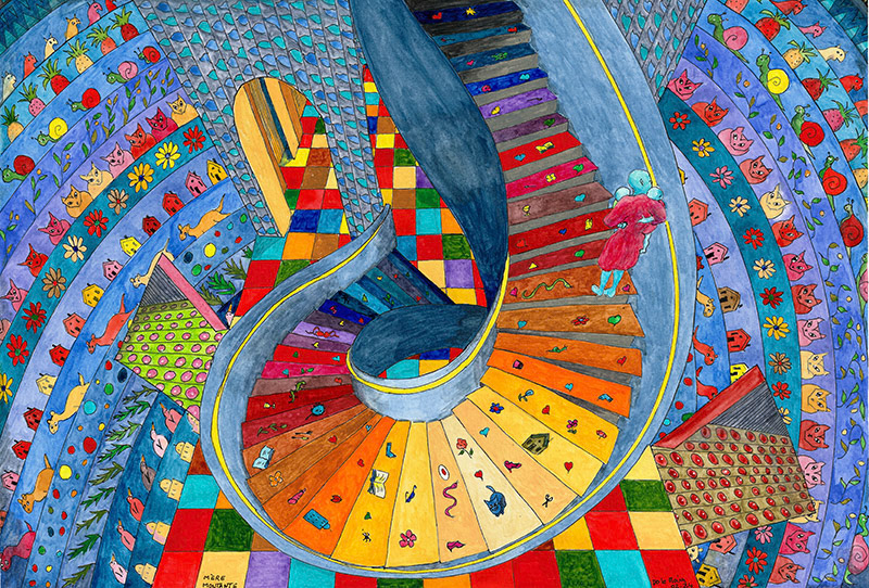 Mère montante A4 sur A3 encre et aquarelle sur papier