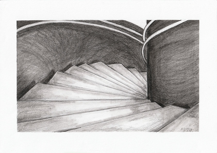 Escalier du Musée A4 Carnavalet Graphite sur Papier
