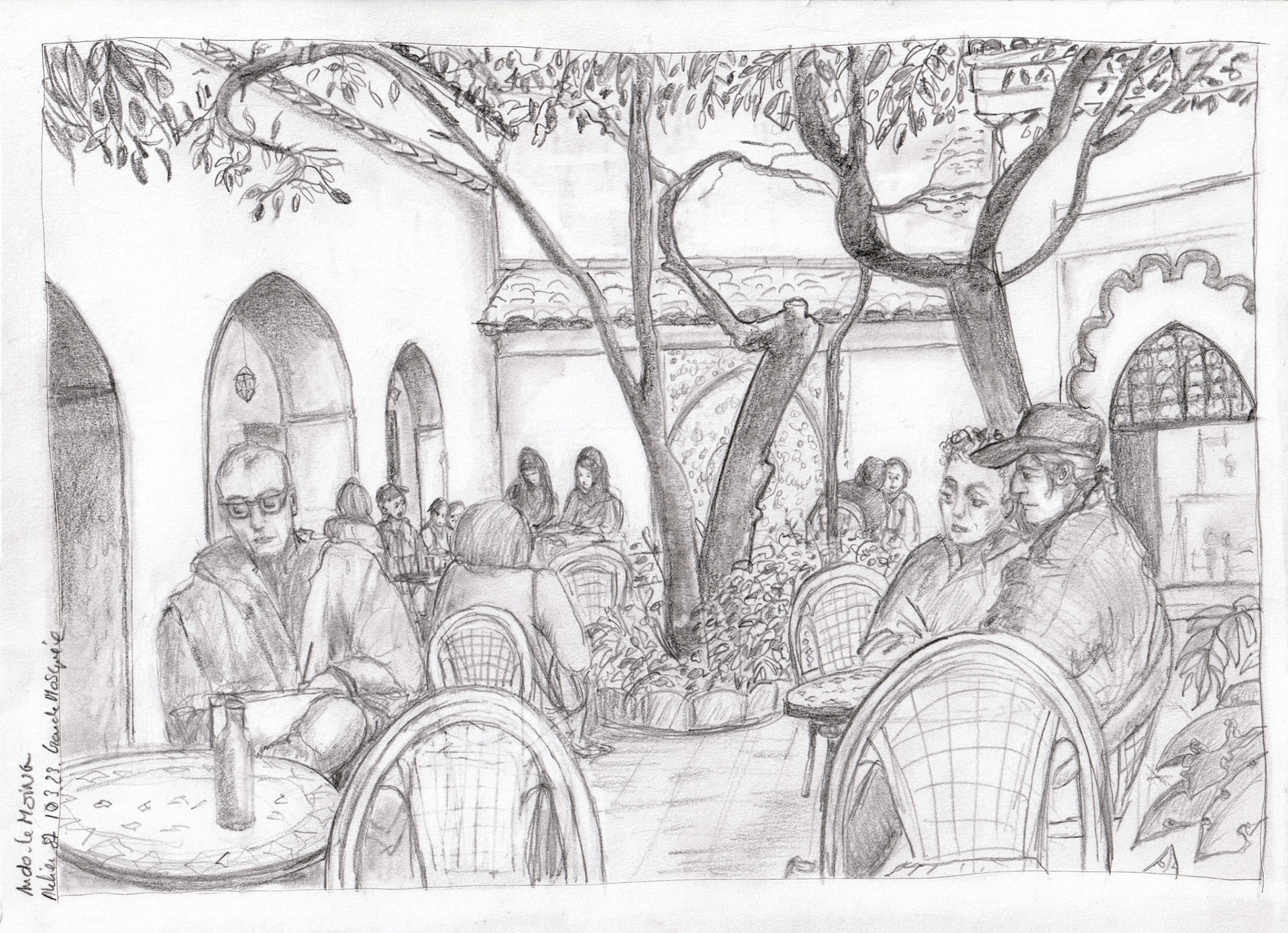 Grande Mosquée de Paris A4 graphite sur papier