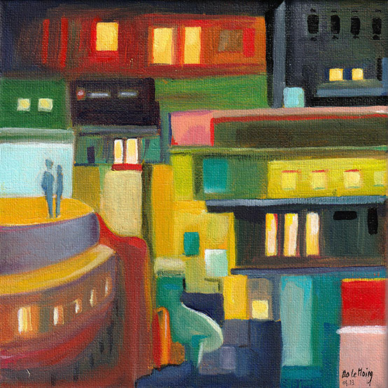 Grotte urbaine 20x20 acrylique et huile sur toile