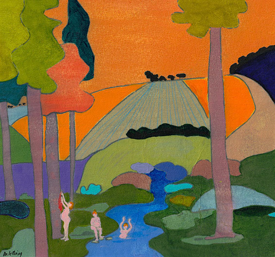 Au bain A4 encre, aquarelle, acrylique sur Wenzhou marouflé sur papier