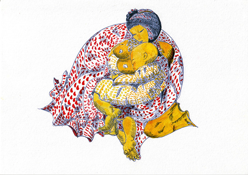 Maternité A4 impression de bic et encre de couleur sur papier