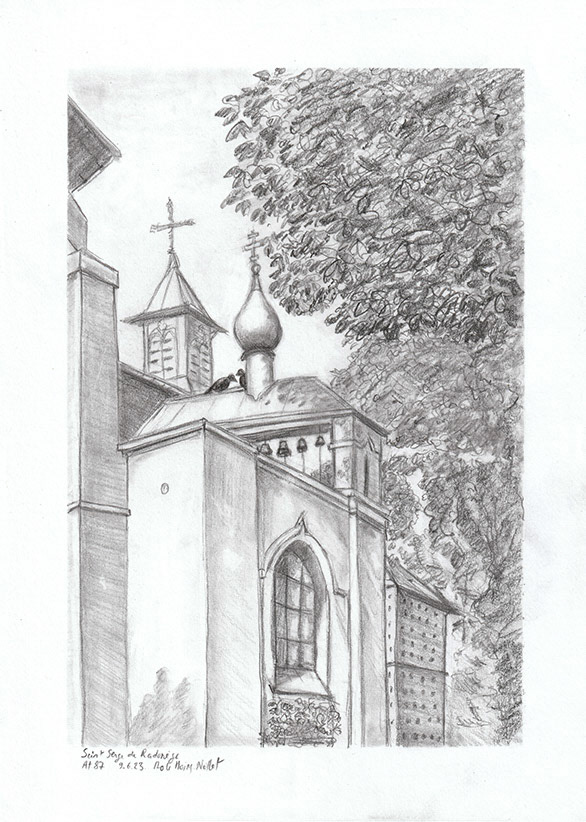 St Serge de Radonège A4 graphite Papier 