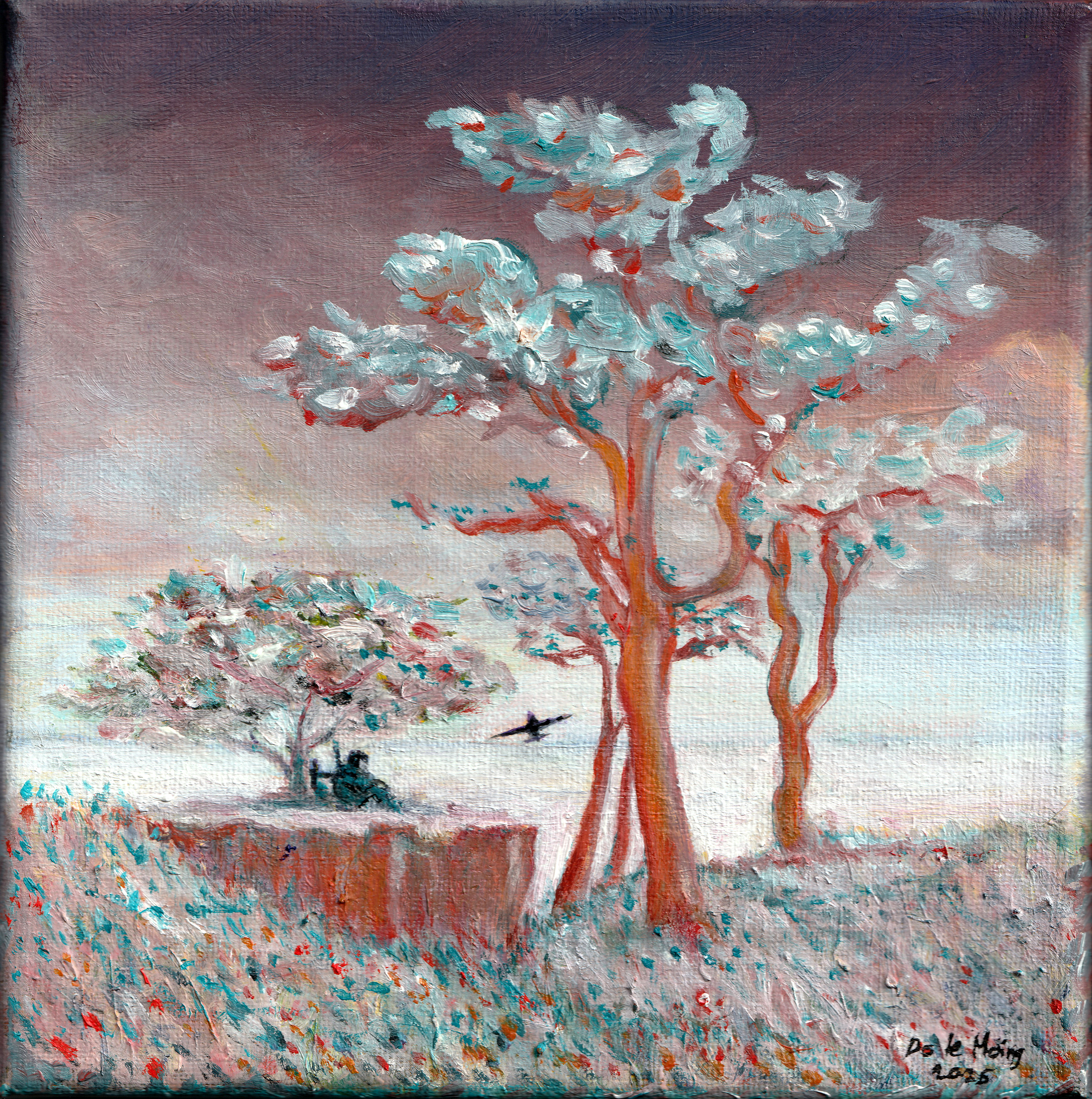 Le guet 20x20 huile sur toile