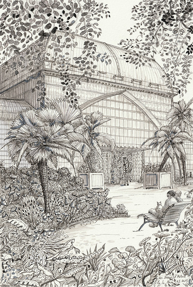 Serres d'Auteuil A3 encre et aquarelle sur papier